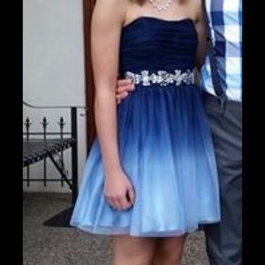Homecoming dress - strapless blue ombré